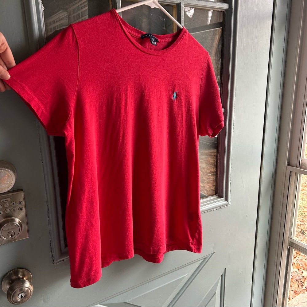 Polo Ralph Lauren Jersey Crewneck Classic Fit Tee Shirt Short Sleeve Red Boys XL - Picture 2 of 10